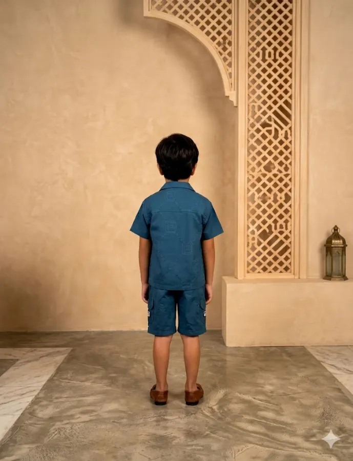 COLLAR SHIRT, T-SHIRT AND SHORTS