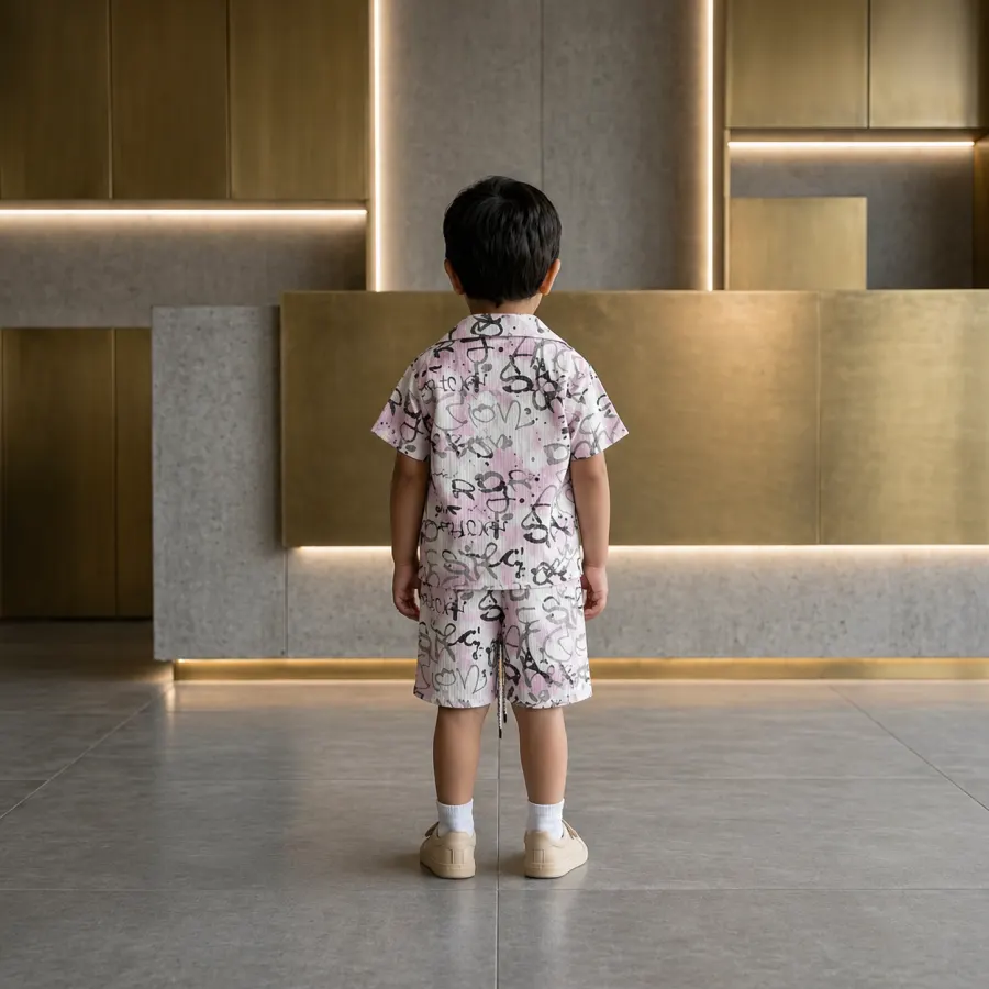 COLLAR SHIRT, T-SHIRT AND SHORTS